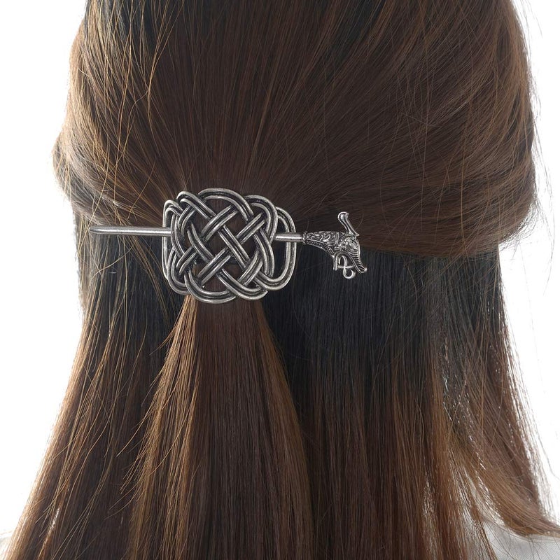 LQQQL Viking Celtic Hair Clips Hairpins- Viking Hair Accessories Celtic Knot Hair Pins Antique Silver Hair Sticks Irish Hair Decor Accessories for Long Hair Jewelry Braids Hair Slide Clip - Image 3